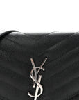Grain De Poudre Matelasse Chevron Monogram Envelope Chain Wallet Black