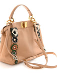 Nappa Flowerland Mini Peekaboo Iconic Satchel Miele Scuro