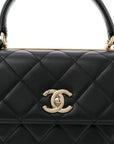 Lambskin Quilted Small Trendy CC Dual Handle Flap Bag Black