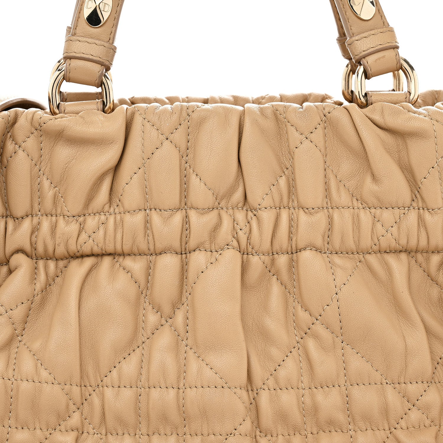 Gaufre Lambskin Cannage Delices Tote Beige