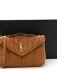 Lambskin Quilted Toy Loulou Puffer Monogram Chain Satchel Miel Dark