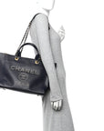 Caviar Small Studded Deauville Tote Navy