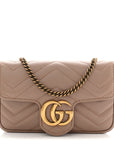 Calfskin Matelasse Super Mini GG Marmont Shoulder Bag Porcelain Rose