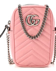 Calfskin Matelasse Mini GG Marmont Crossbody Bag Wild Rose