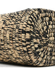 Raffia Small Square Basket Tote Bag Black Natural