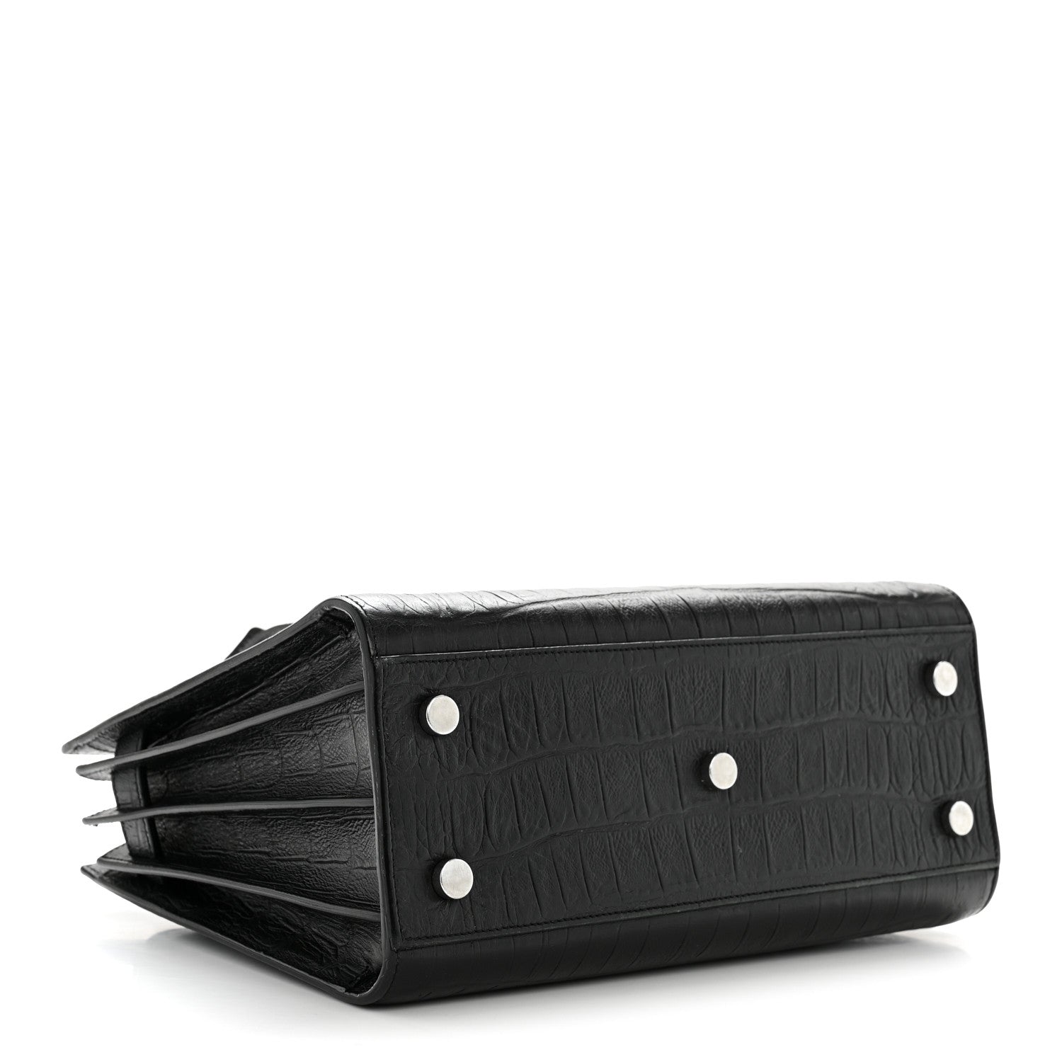 Calfskin Crocodile Embossed Baby Sac De Jour Black