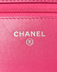 Lambskin Quilted Wallet On Chain WOC Dark Pink