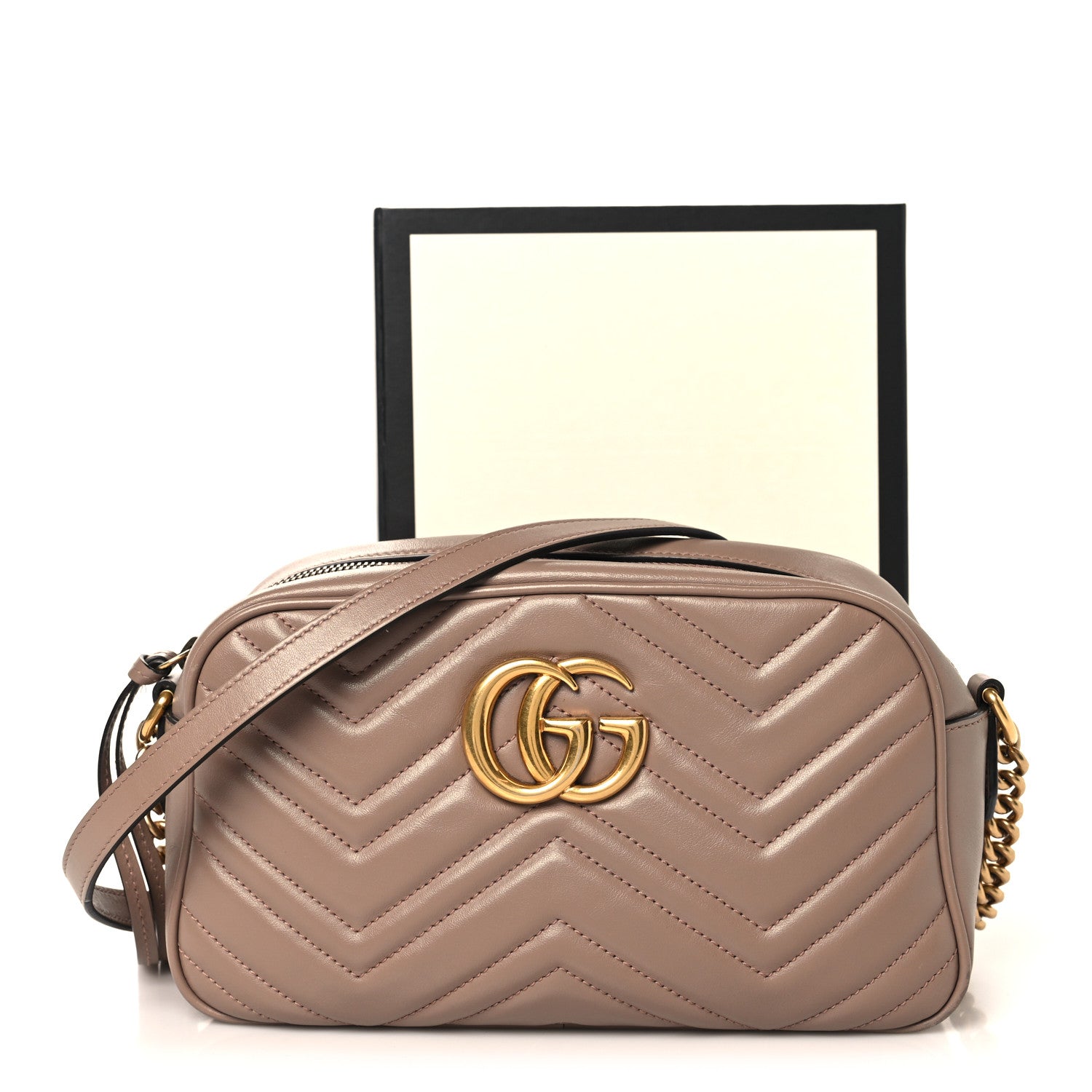 Calfskin Matelasse Small GG Marmont Chain Shoulder Bag Porcelain Rose