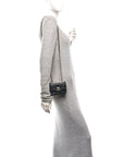 Lambskin Quilted Trendy CC Card Holder On Chain Black