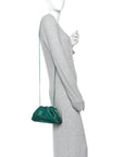 Satin Crystal Embellished The Mini Pouch Emerald