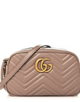 Calfskin Matelasse Small GG Marmont Chain Shoulder Bag Porcelain Rose