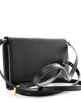 Saffiano Metal Flap Wallet With Strap Black