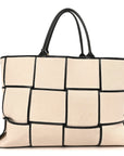 Canvas Maxi Intrecciato Large Arco Tote Beige Black