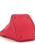 Taurillon Clemence Casaque Picotin Lock 22 MM Rouge De Coeur Rose Extreme Bleu Zanzibar