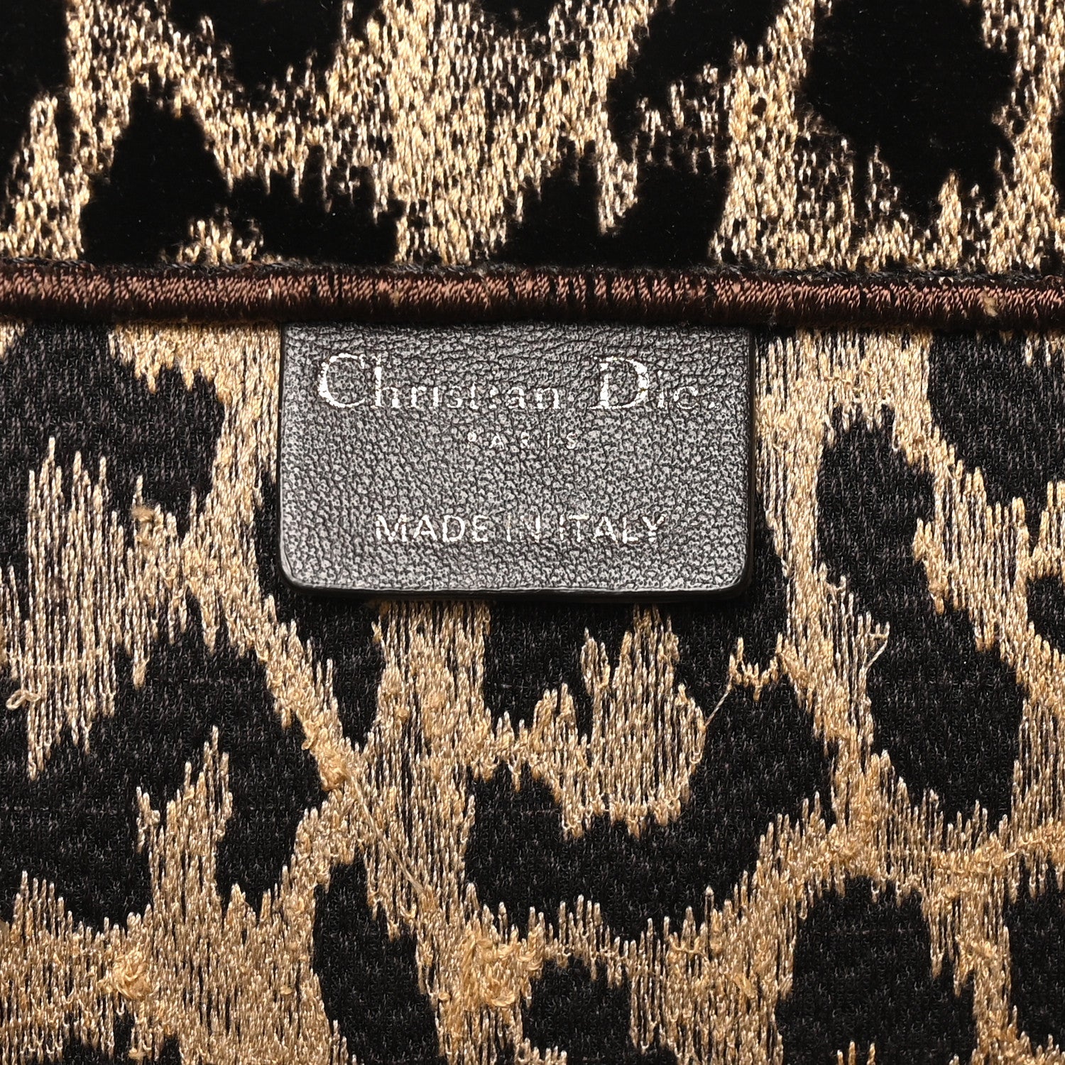 Canvas Velvet Embroidered Large Leopard Book Tote Tote Beige
