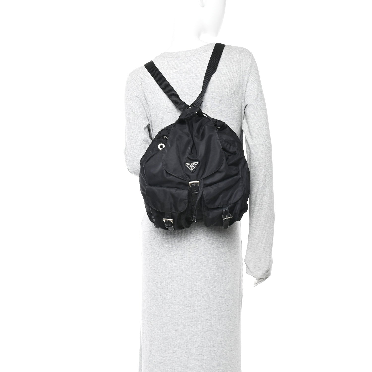 Tessuto Nylon Vela Medium Backpack Black