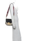 GG Supreme Monogram Web Medium Padlock Messenger Shoulder Bag Black