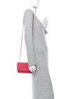 Lambskin Quilted Trendy CC Wallet On Chain WOC Dark Pink