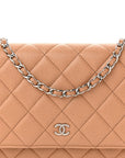 Caviar Quilted Wallet on Chain WOC Beige