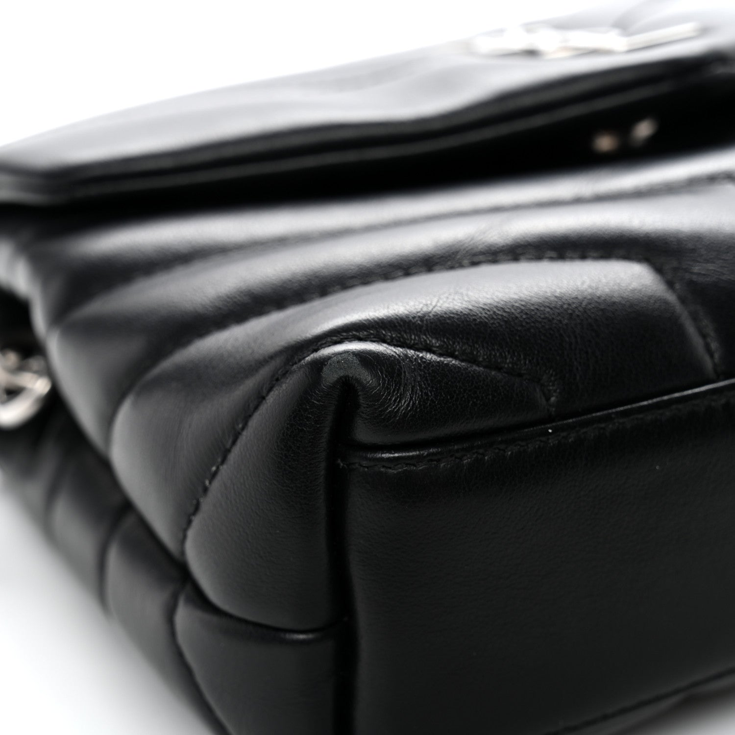 Calfskin Y Quilted Monogram Toy Loulou Crossbody Bag Black