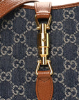 New Denim GG Monogram Calfskin Small Jackie 1961 Hobo Blue Tea Cuir