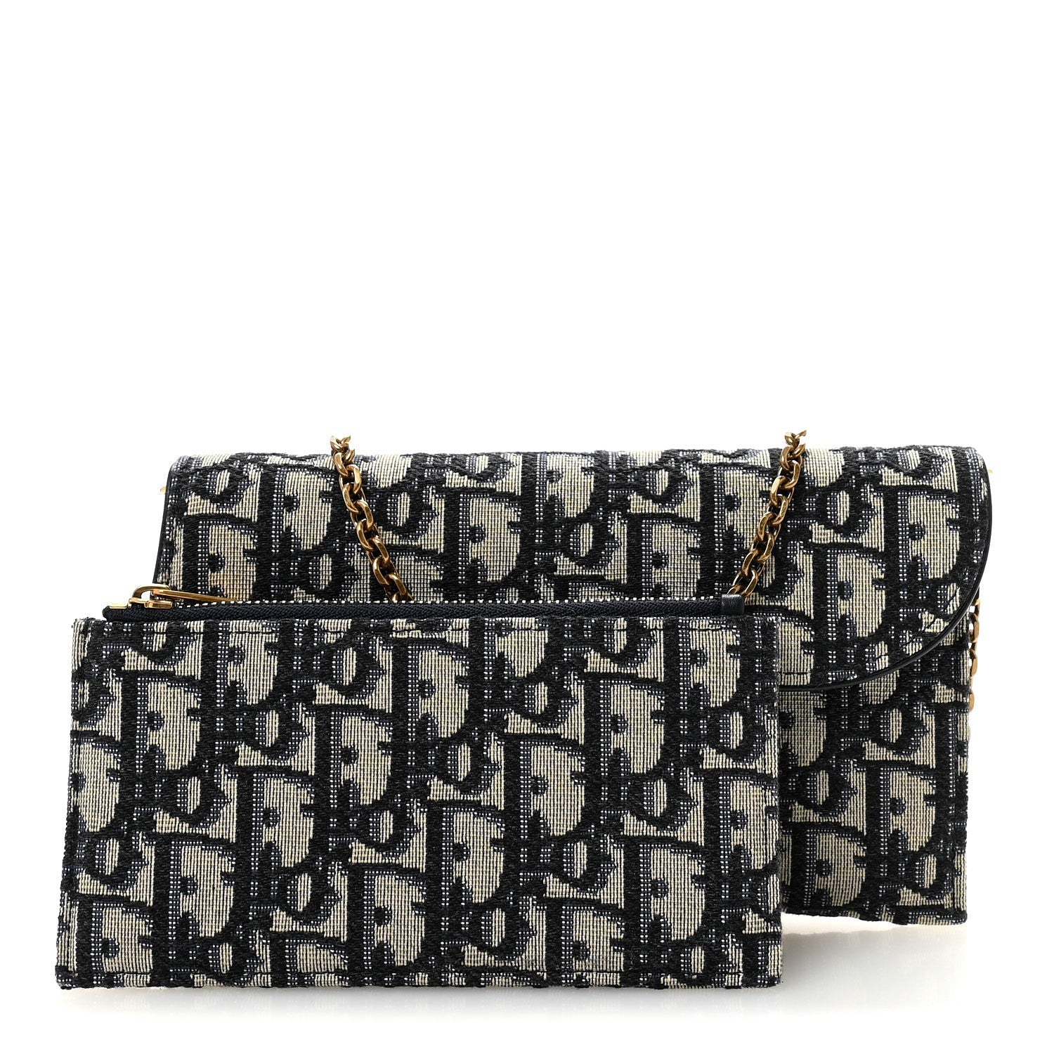 Oblique Saddle Chain Long Wallet Blue