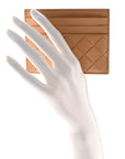 Nappa Intrecciato Card Holder Almond