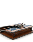 New Denim GG Monogram Dollar Calfskin Enamel Super Mini Dionysus Shoulder Bag Blue Tea Cuir Epilog Electric Blue