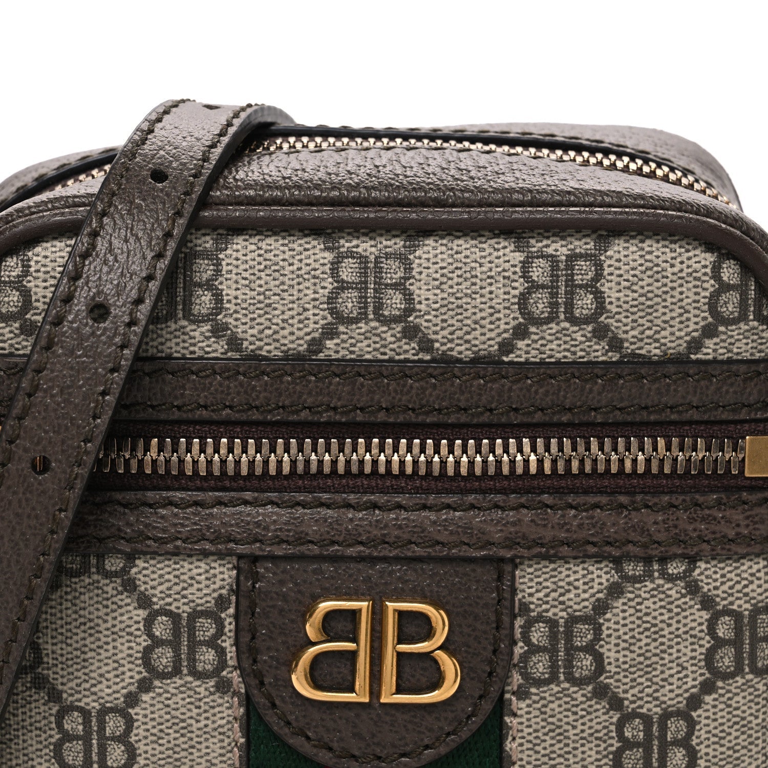 X BLNCG BB Supreme Monogram Web Mini Ophidia Messenger Beige New Acero