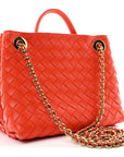 Nappa Intrecciato Small Andiamo With Chain Shoulder Bag Orange