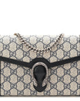 GG Supreme Monogram Textured Dollar Calfskin Mini Dionysus Chain Wallet Beige Blue