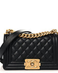 Caviar Quilted Small Boy Flap Black
