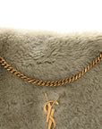 Shearling Calfskin Medium Reversible Monogram Kate Satchel Grey