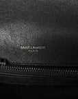 Sheepskin Matelasse Chevron Monogram Medium College Bag Black