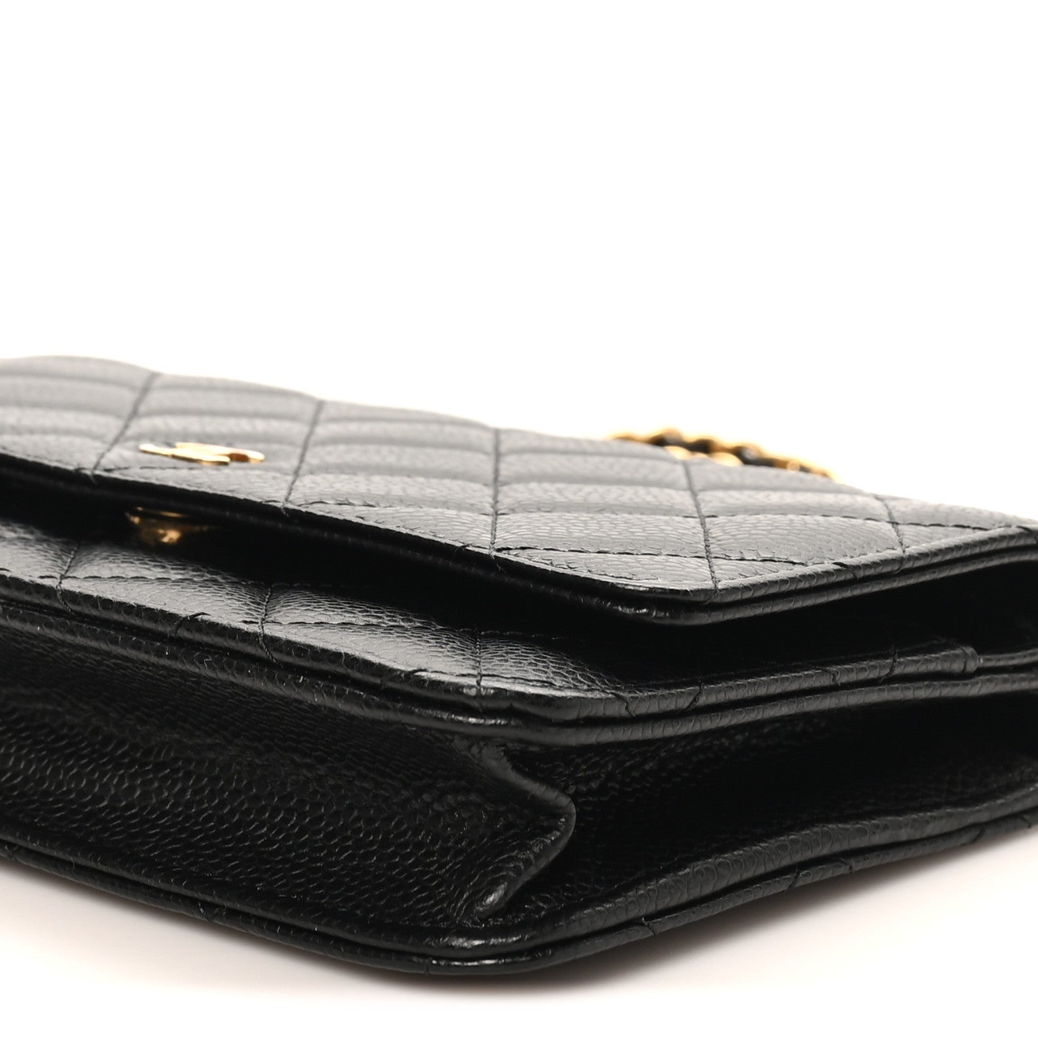 Caviar Quilted Wallet on Chain WOC Black