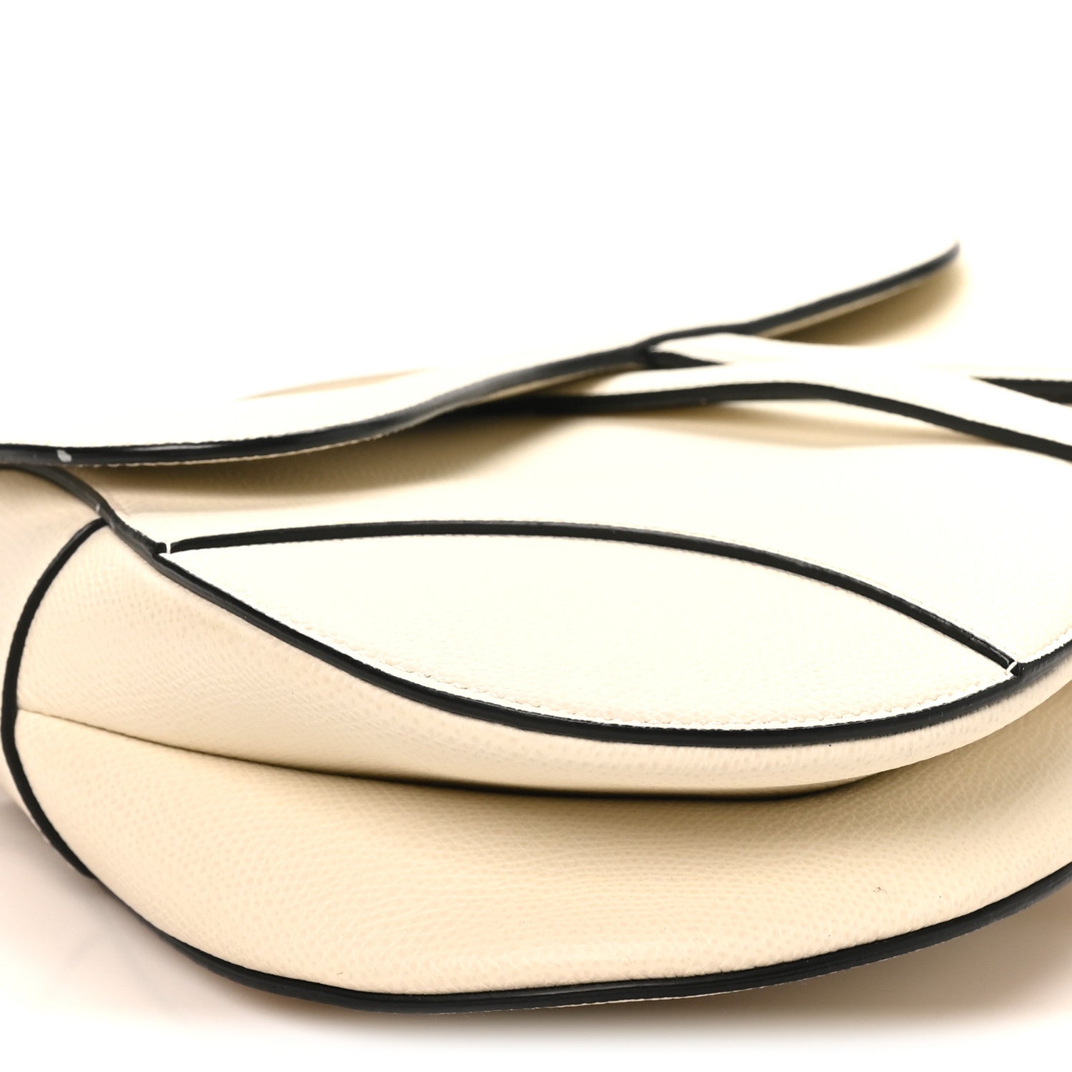 Grained Calfskin Saddle Bag White
