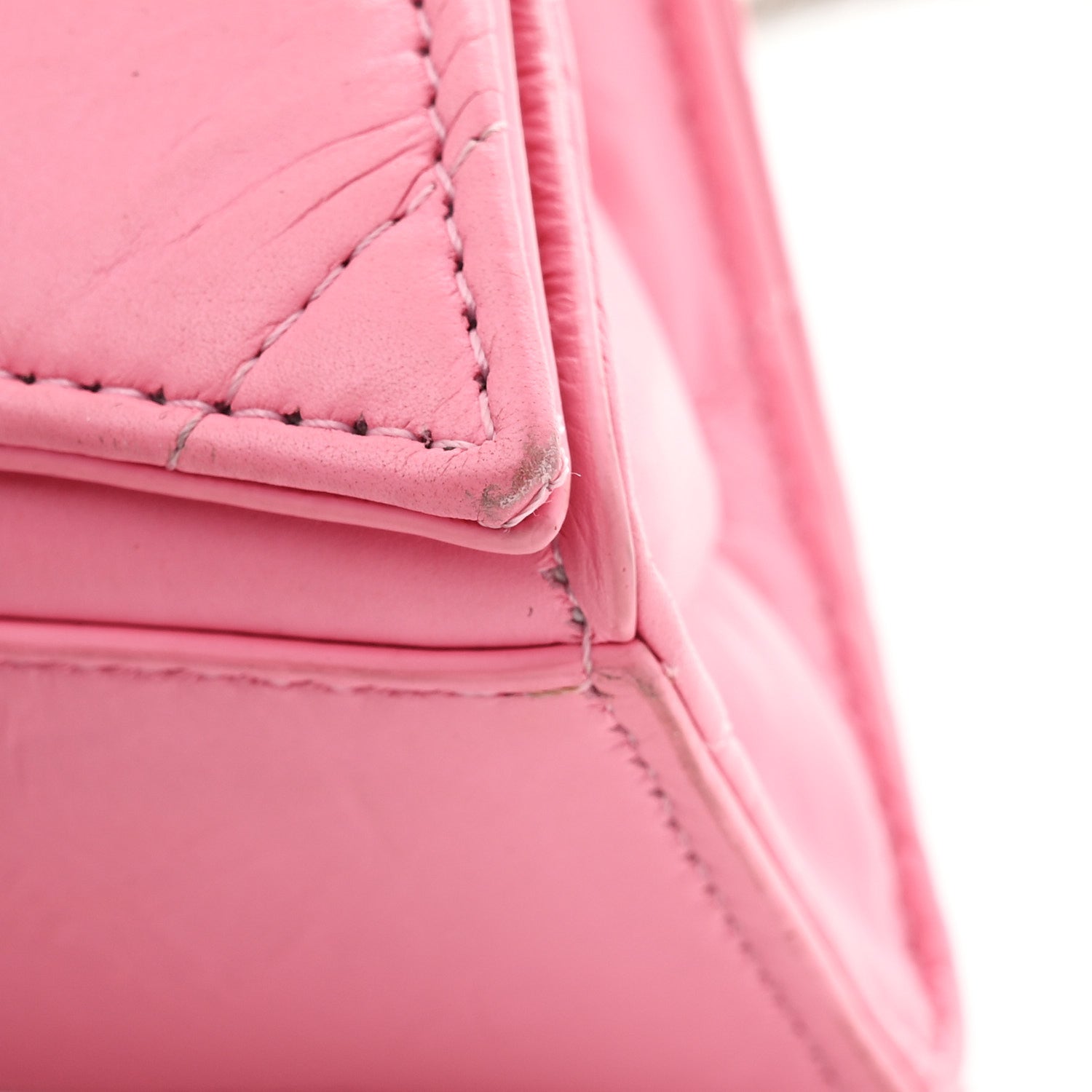 Crushed Calfskin Quilted Small Crush Chain Bag Sweet Pink