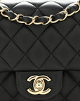 Lambskin Quilted Mini Square Flap Black
