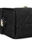 Denim Quilted Mini CHNL 25 Handbag Dark Blue