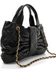 Lambskin Quilted Bow Bag Black