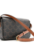 Canvas Calfskin Triomphe Shoulder Bag Tan