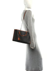 Triomphe Canvas Calfskin Mini Horizontal Cabas Tan