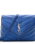 Metallic Calfskin Y Quilted Monogram Toy Loulou Crossbody Bag Blue Royal