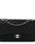 Lambskin Quilted Medium Double Flap Black