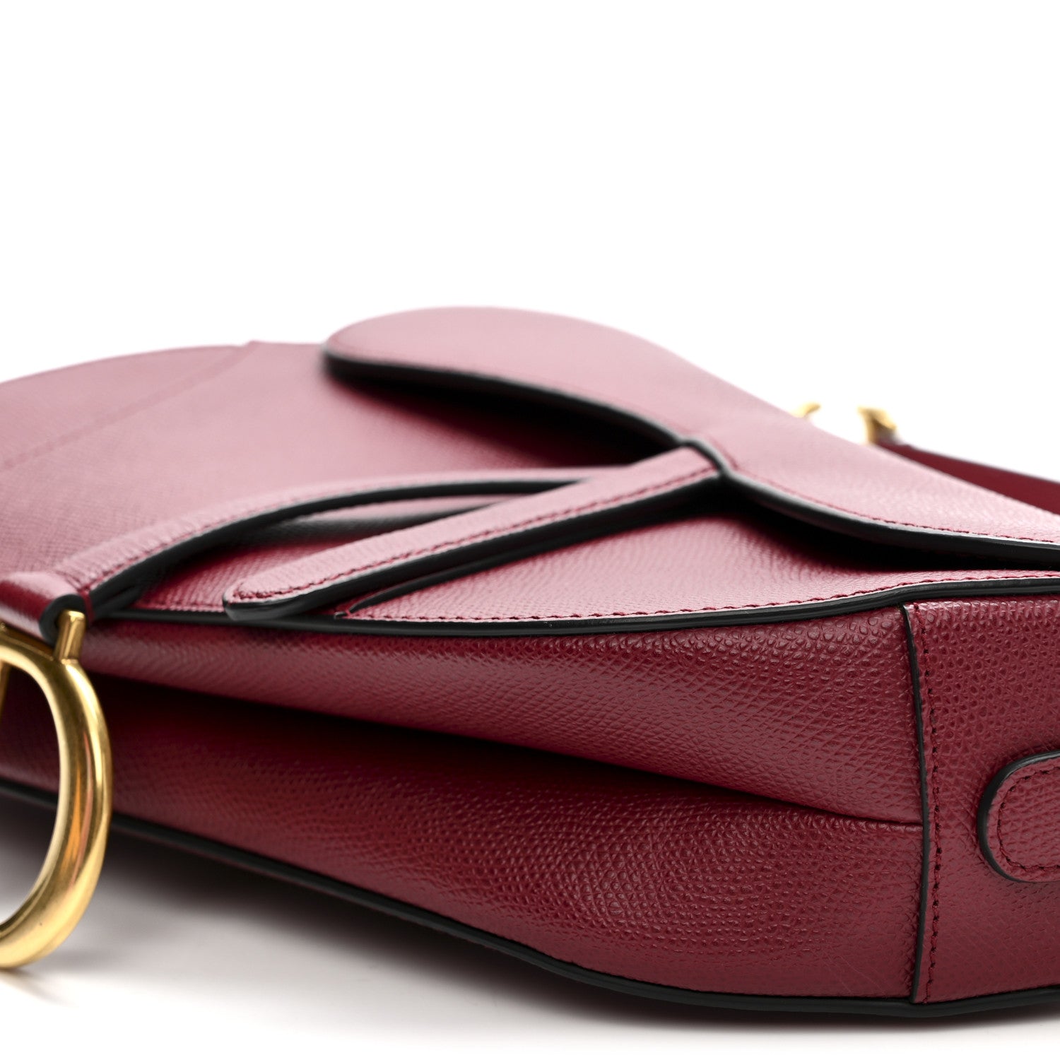 Grained Calfskin Saddle Bag Red