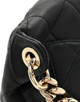 Lambskin Quilted Resin Bi-Color Waist Bag Fanny Pack Black