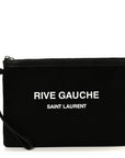 Linen Canvas Rive Gauche Zipped Pouch Black