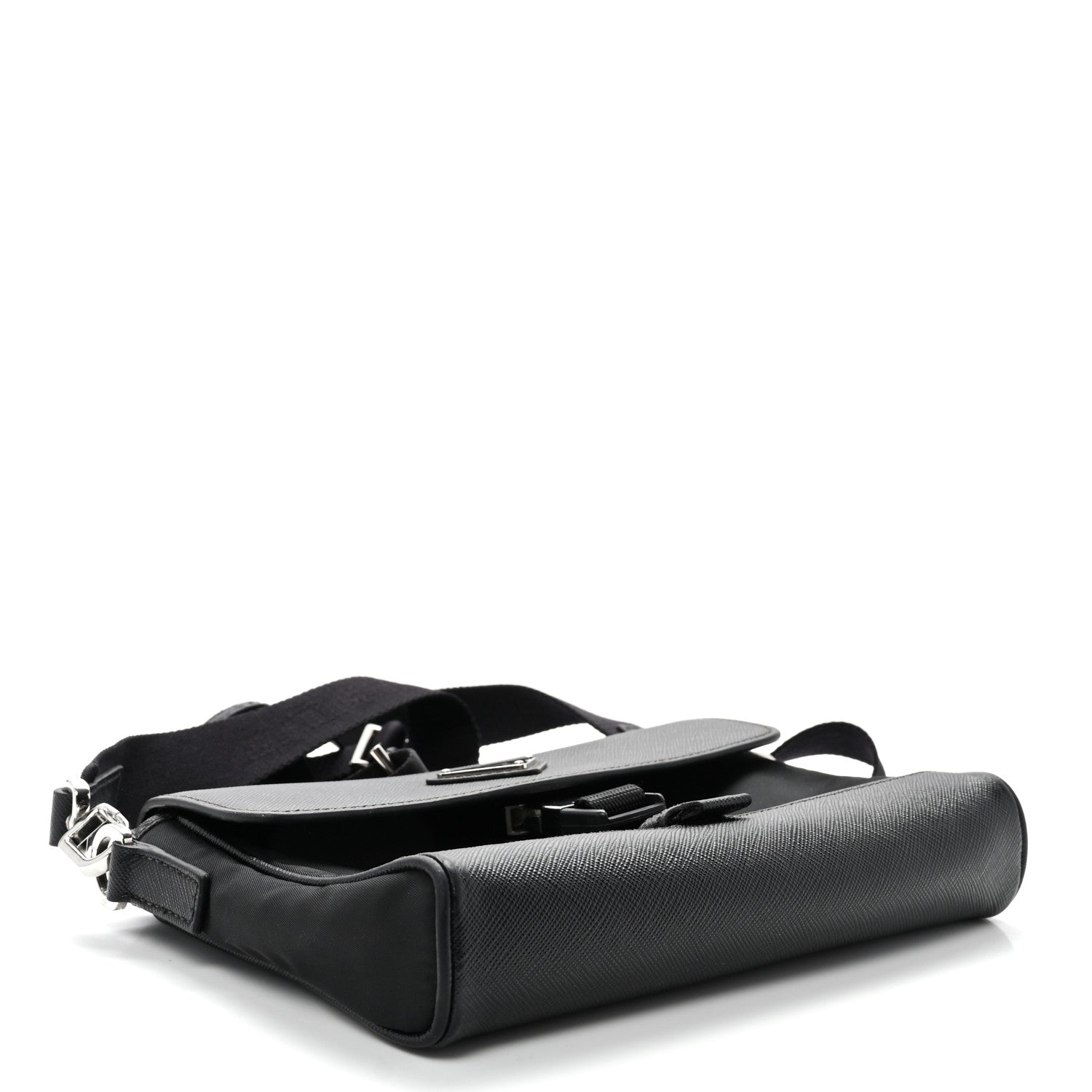 Re-Nylon Saffiano Triangle Shoulder Bag Black