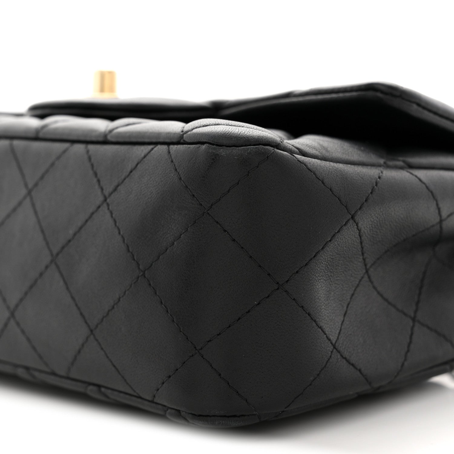 Lambskin Quilted Mini Rectangular Flap Black