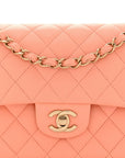 Lambskin Quilted Small Double Flap Light Orange